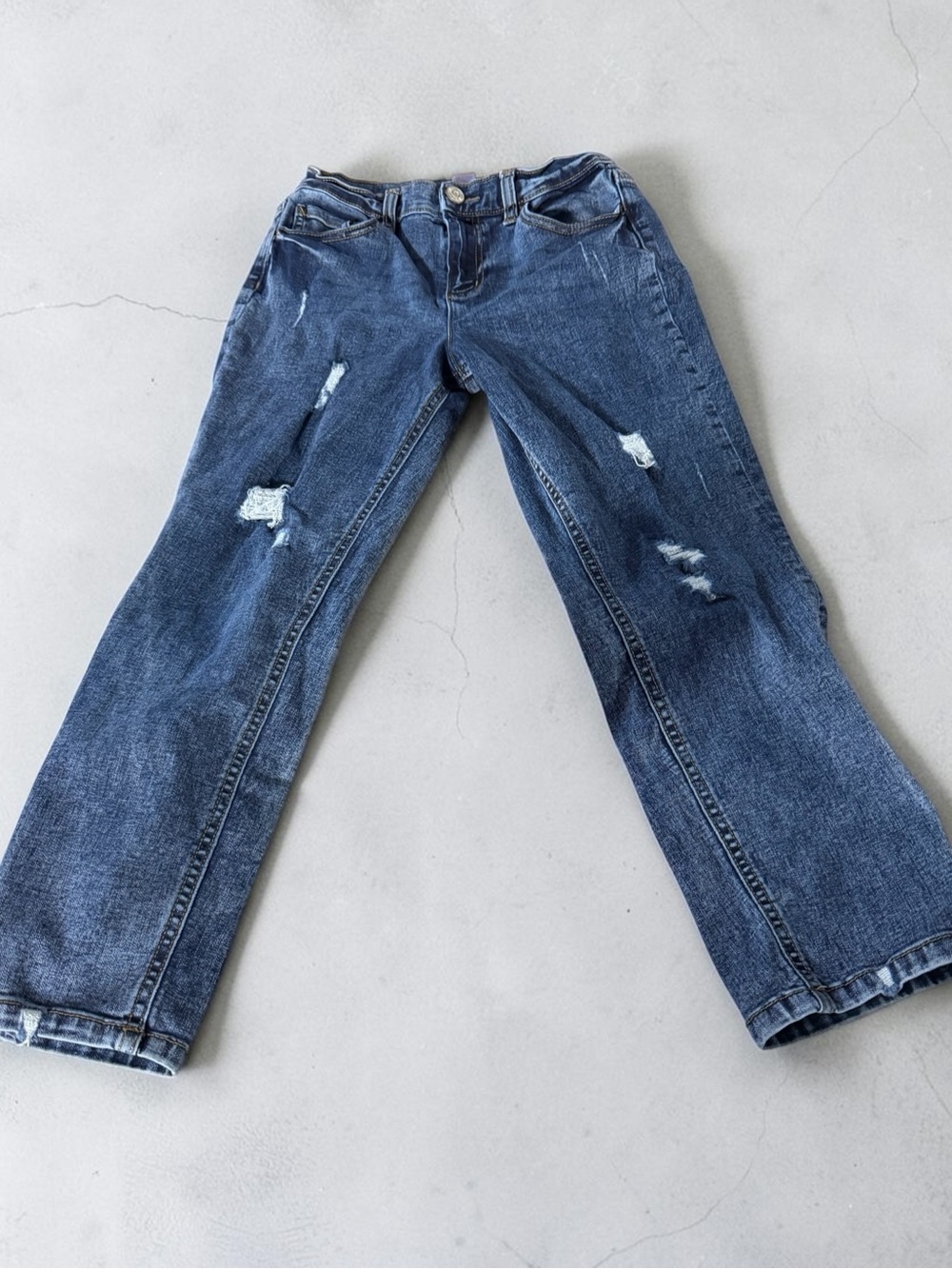 Justice Girls High-Rise Destructed Mini Mom Jean - Size 14